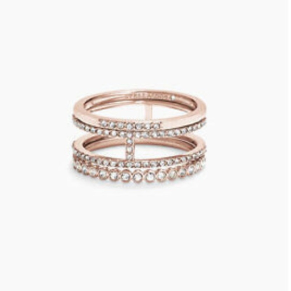 Stella & Dot | ROSEGOLD & Pavé Crystal Set of 3 Imperial Stacking Rings - Picture 8 of 8